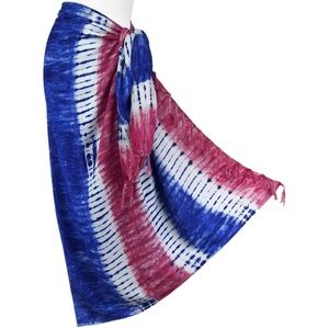 Tie-Dyed Red, White & Blue Stripe Sarong